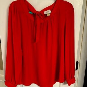 EUC - Ann Taylor Loft - Red Blouse - Tie Back